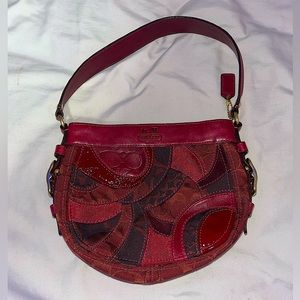 Red patchwork coach purse/handbag